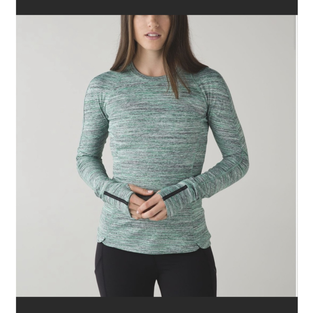 Lululemon Runderful Long Sleeve Space Dye top 2 in Camo Forage Teal.